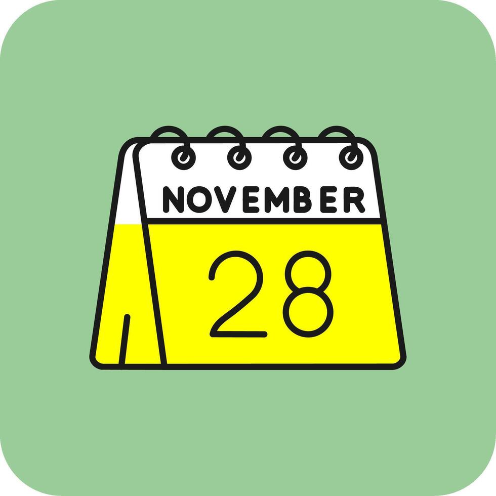 28: e av november fylld gul ikon vektor
