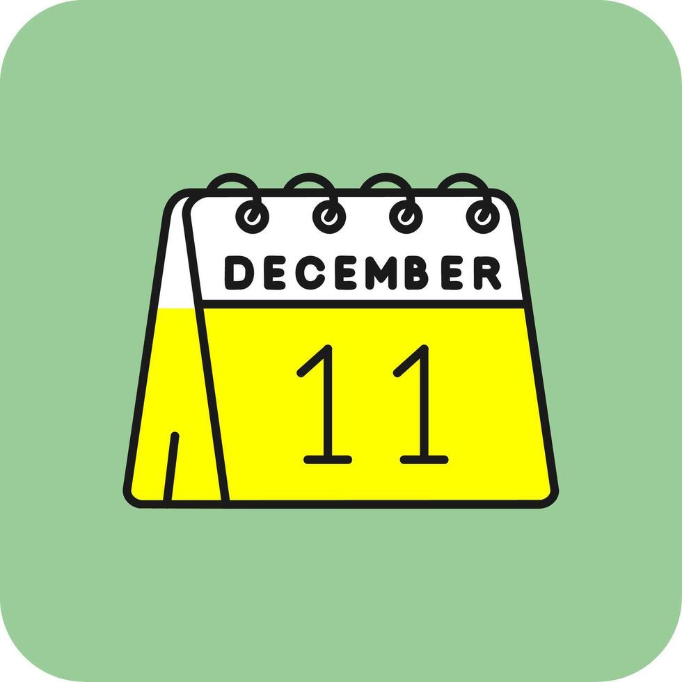 11 .. von Dezember gefüllt Gelb Symbol vektor