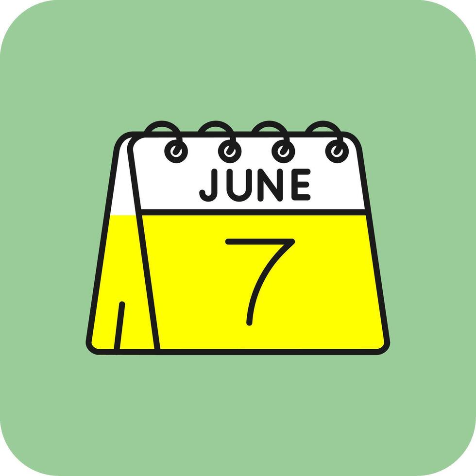 7 .. von Juni gefüllt Gelb Symbol vektor