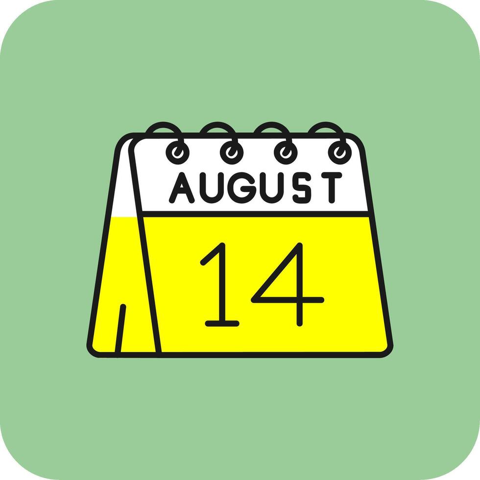 14:e av augusti fylld gul ikon vektor