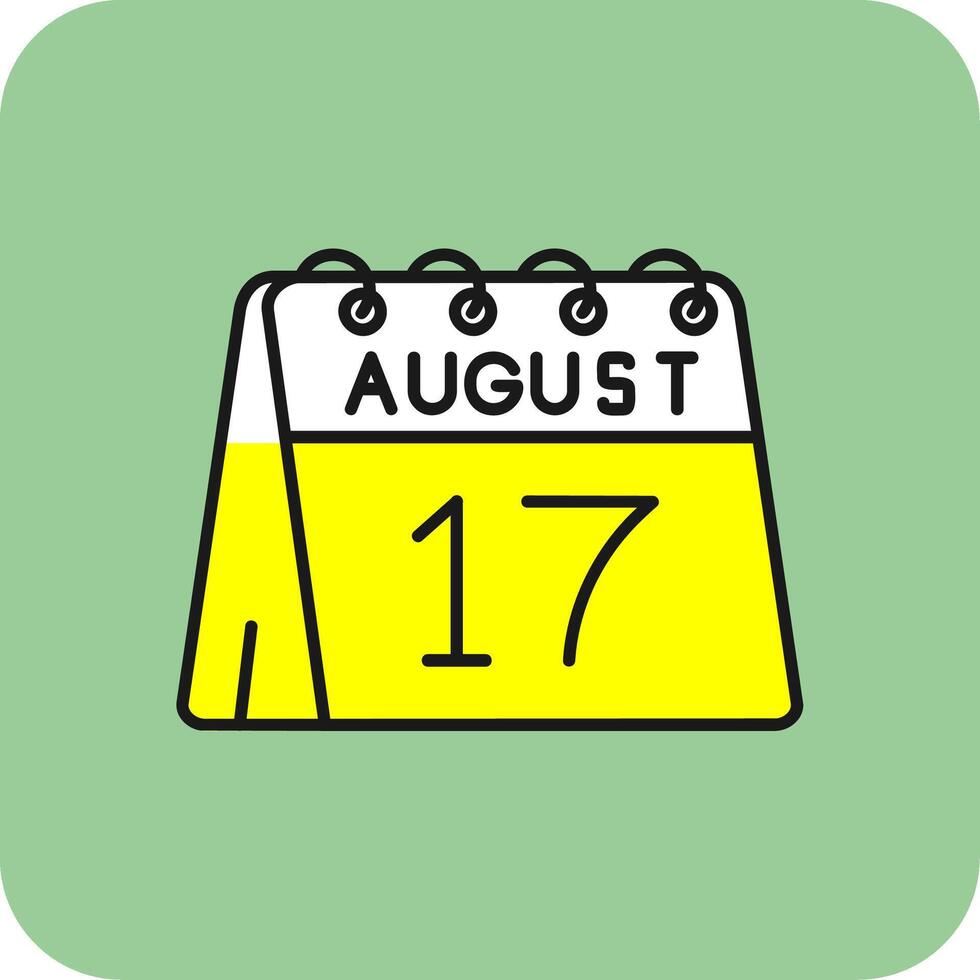 17:e av augusti fylld gul ikon vektor
