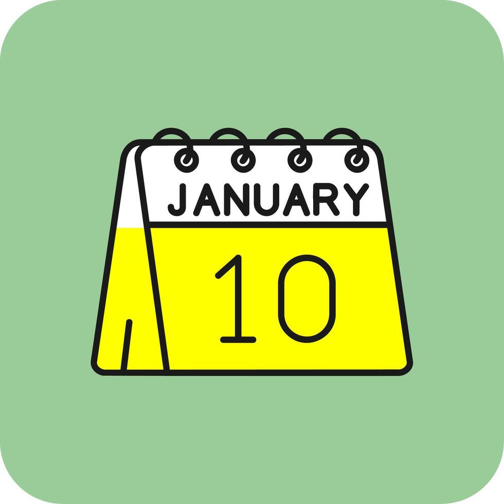 10:e av januari fylld gul ikon vektor