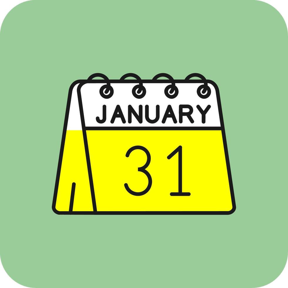31st von Januar gefüllt Gelb Symbol vektor