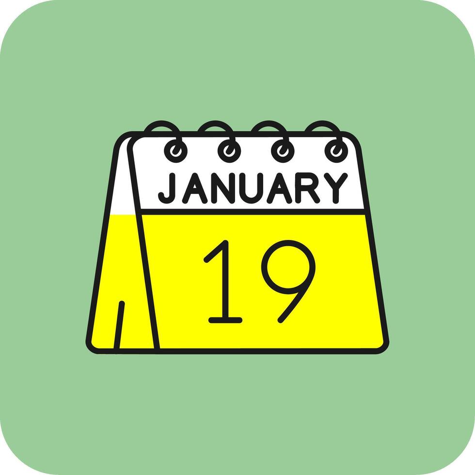 19 .. von Januar gefüllt Gelb Symbol vektor