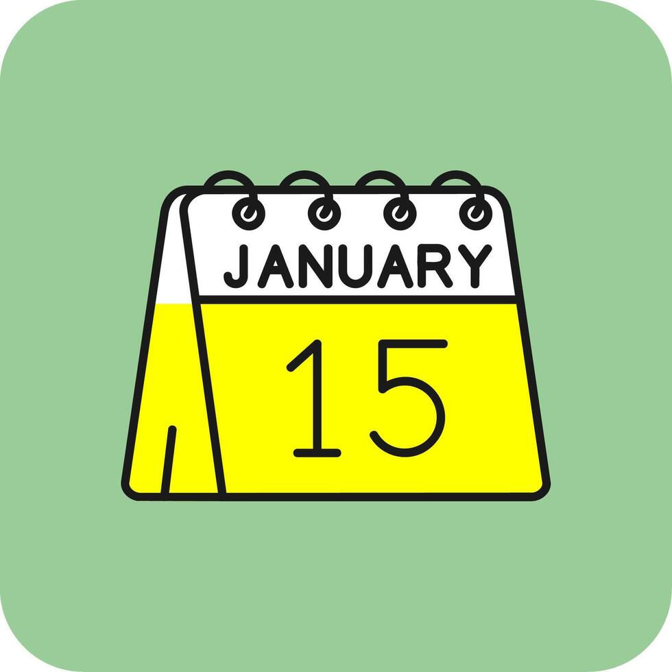 15:e av januari fylld gul ikon vektor