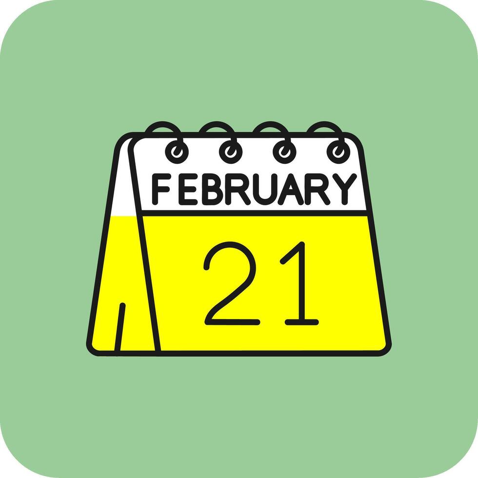 21:e av februari fylld gul ikon vektor