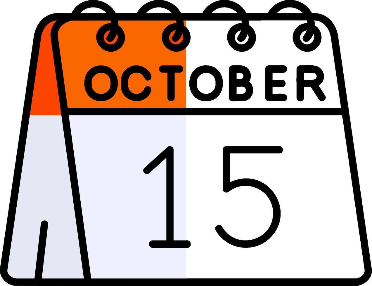 15 .. von Oktober gefüllt Hälfte Schnitt Symbol vektor