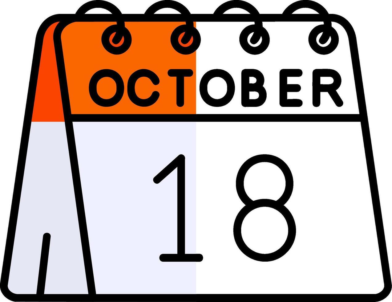 18: e av oktober fylld halv skära ikon vektor