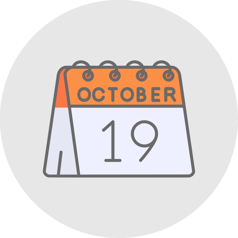 19:e av oktober linje fylld ljus cirkel ikon vektor