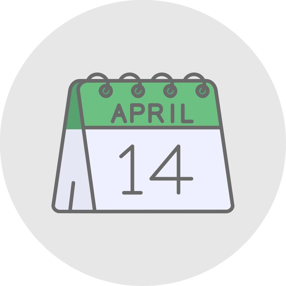 14:e av april linje fylld ljus cirkel ikon vektor