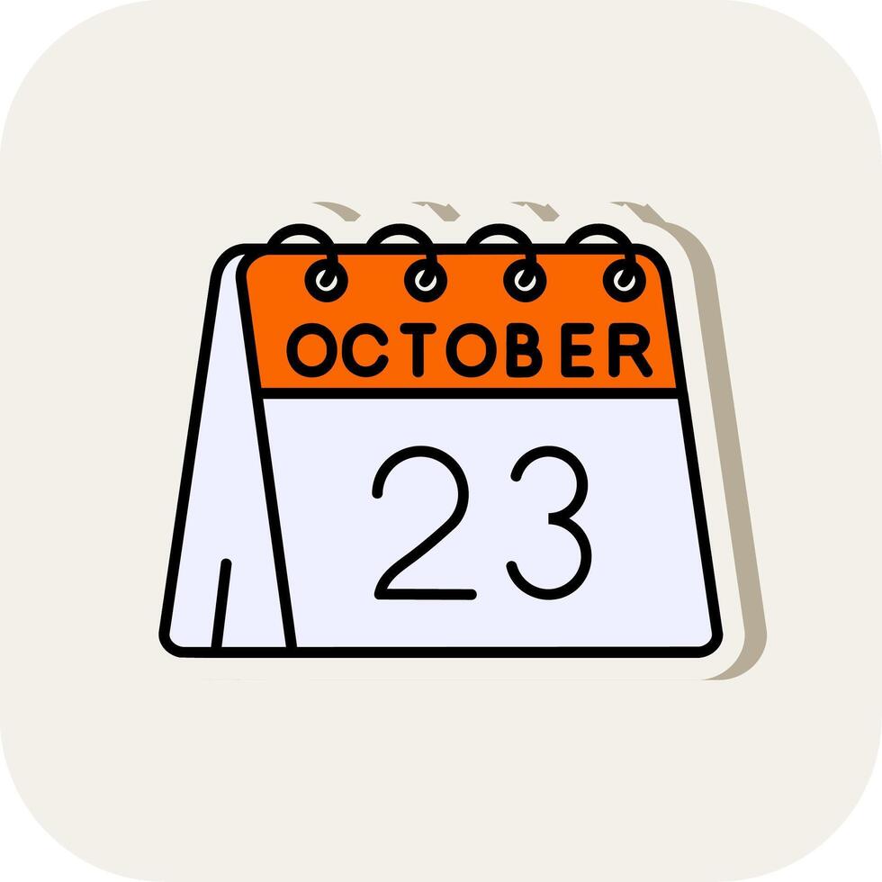 23: e av oktober linje fylld vit skugga ikon vektor