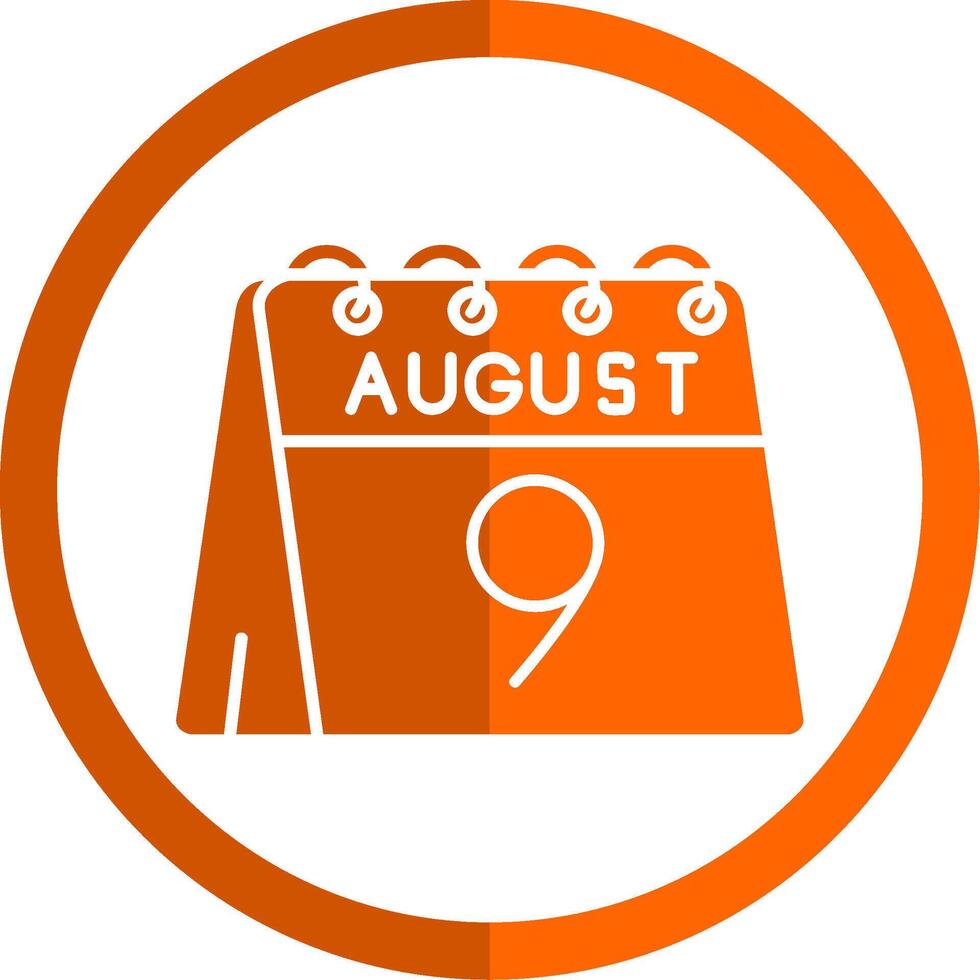 9:e av augusti glyf orange cirkel ikon vektor