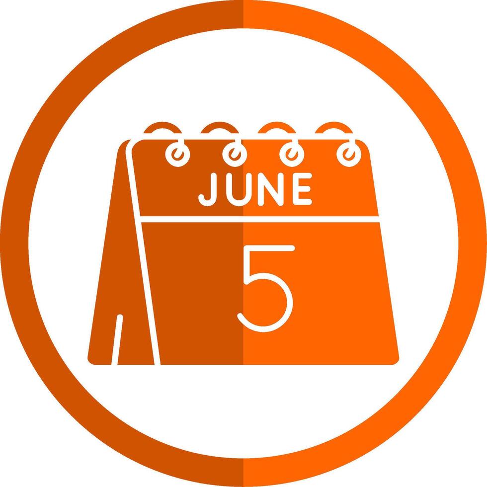 5:e av juni glyf orange cirkel ikon vektor