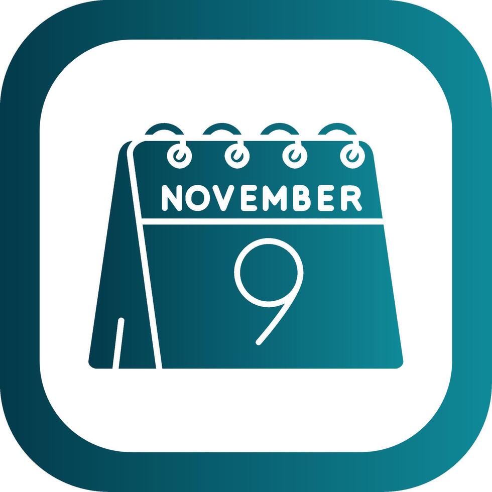 9:e av november glyf lutning runda hörn ikon vektor
