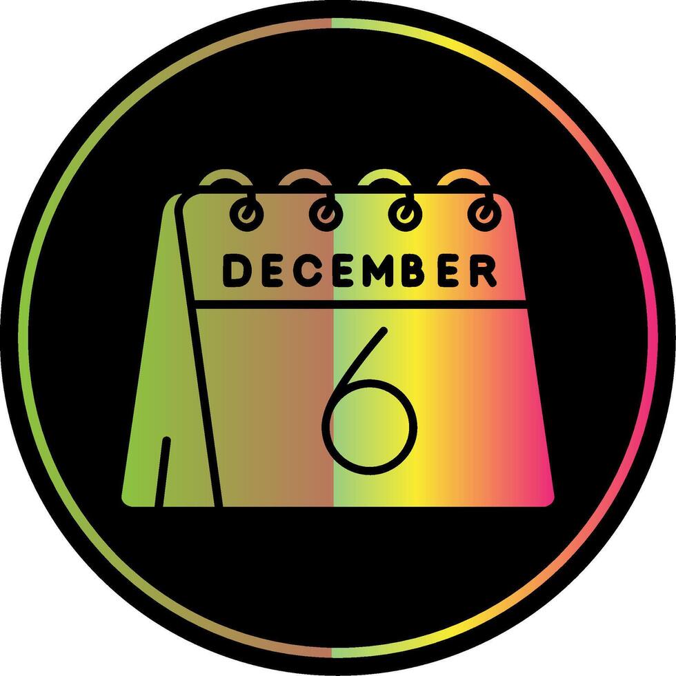 6:e av december glyf på grund av Färg ikon vektor