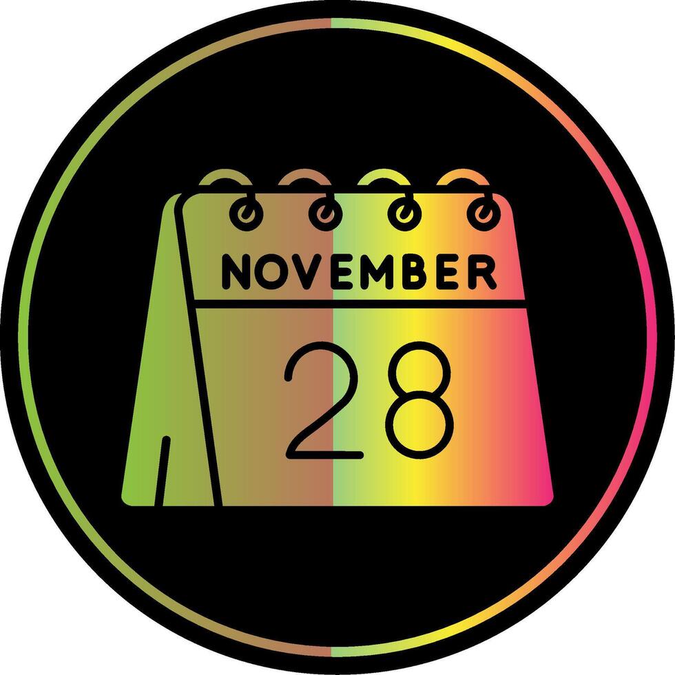 28: e av november glyf på grund av Färg ikon vektor