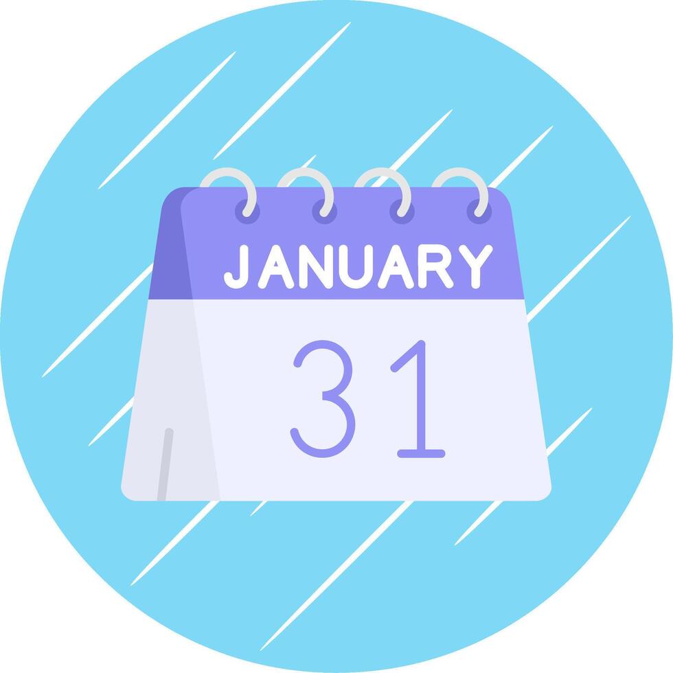 31: a av januari platt blå cirkel ikon vektor