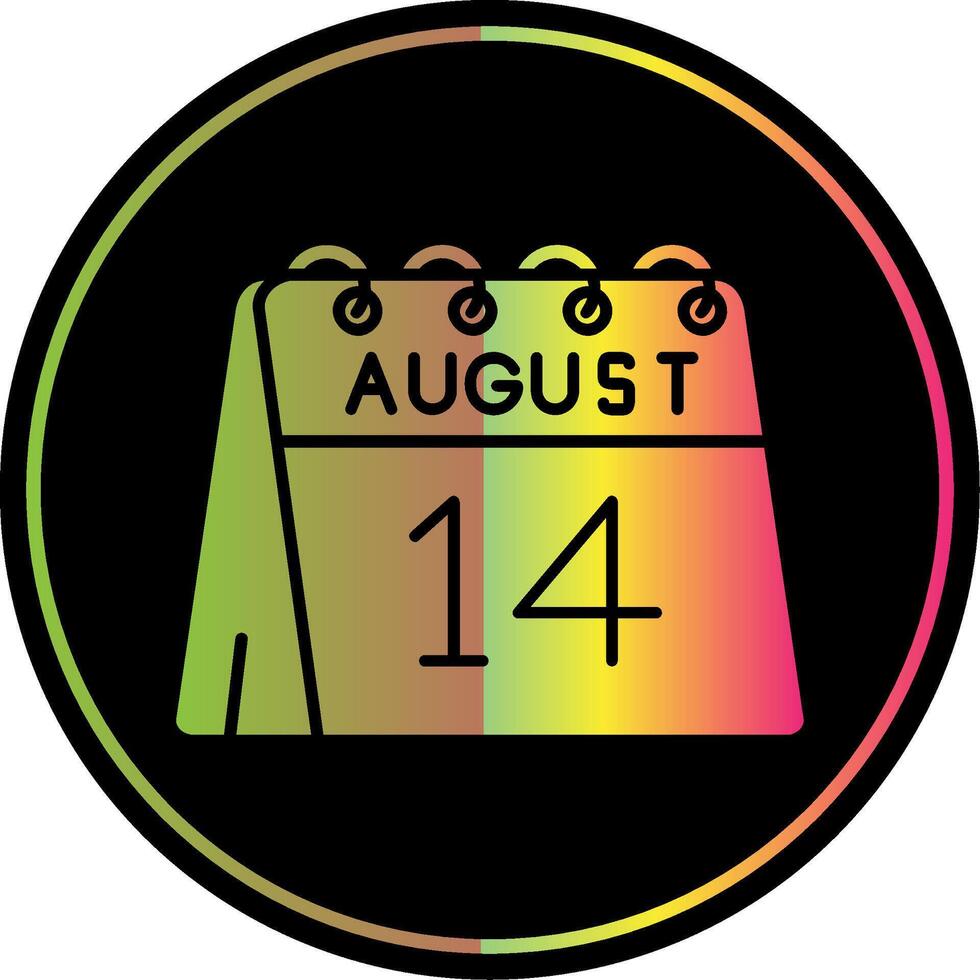 14:e av augusti glyf på grund av Färg ikon vektor