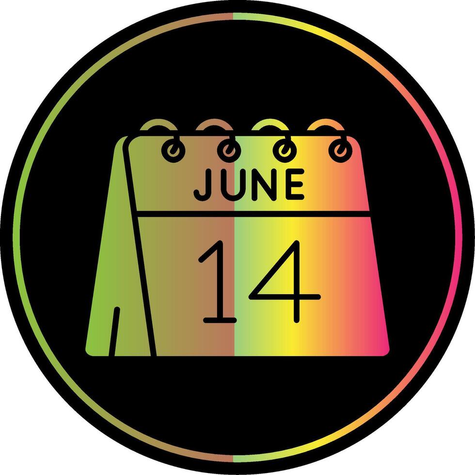 14:e av juni glyf på grund av Färg ikon vektor