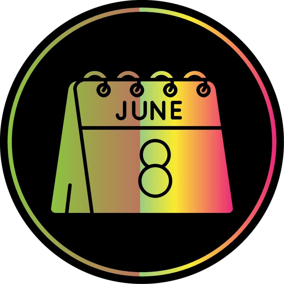 8:e av juni glyf på grund av Färg ikon vektor