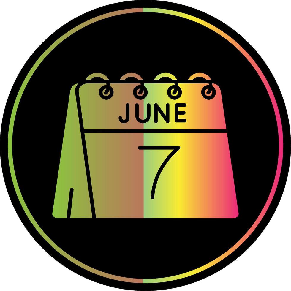 7:e av juni glyf på grund av Färg ikon vektor