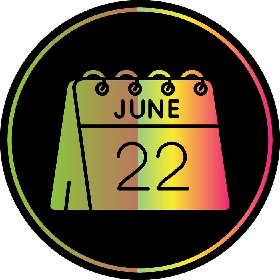 22 von Juni Glyphe fällig Farbe Symbol vektor