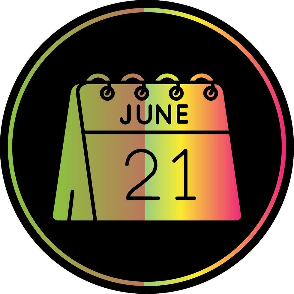21:e av juni glyf på grund av Färg ikon vektor