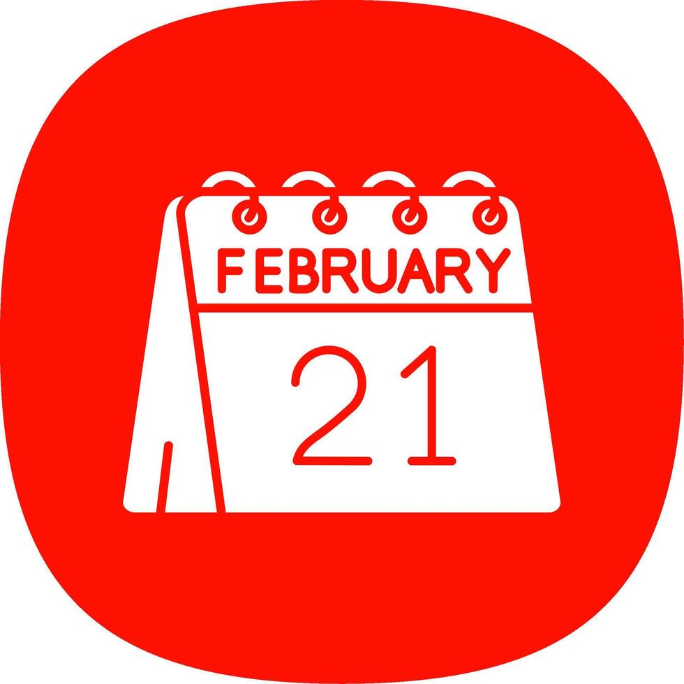 21:e av februari glyf kurva ikon vektor