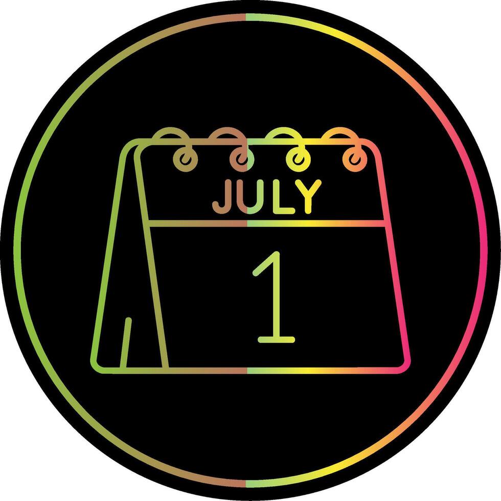 1:a av juli linje lutning på grund av Färg ikon vektor
