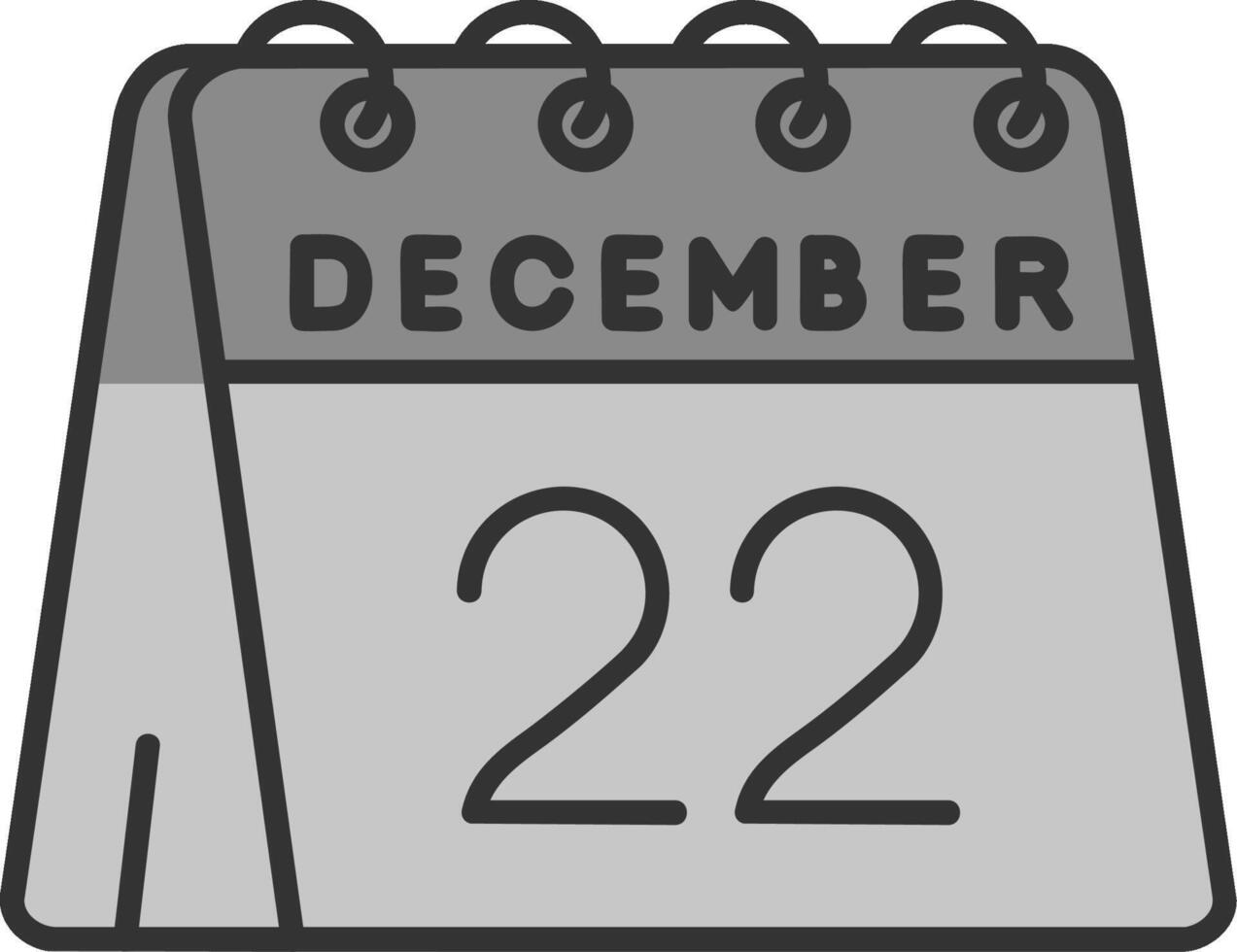 22 av december linje fylld gråskale ikon vektor