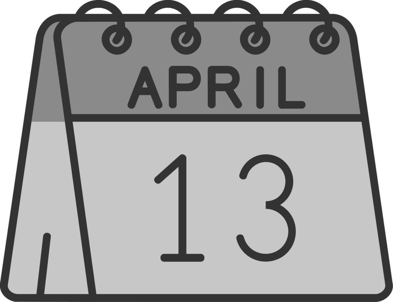 13: e av april linje fylld gråskale ikon vektor