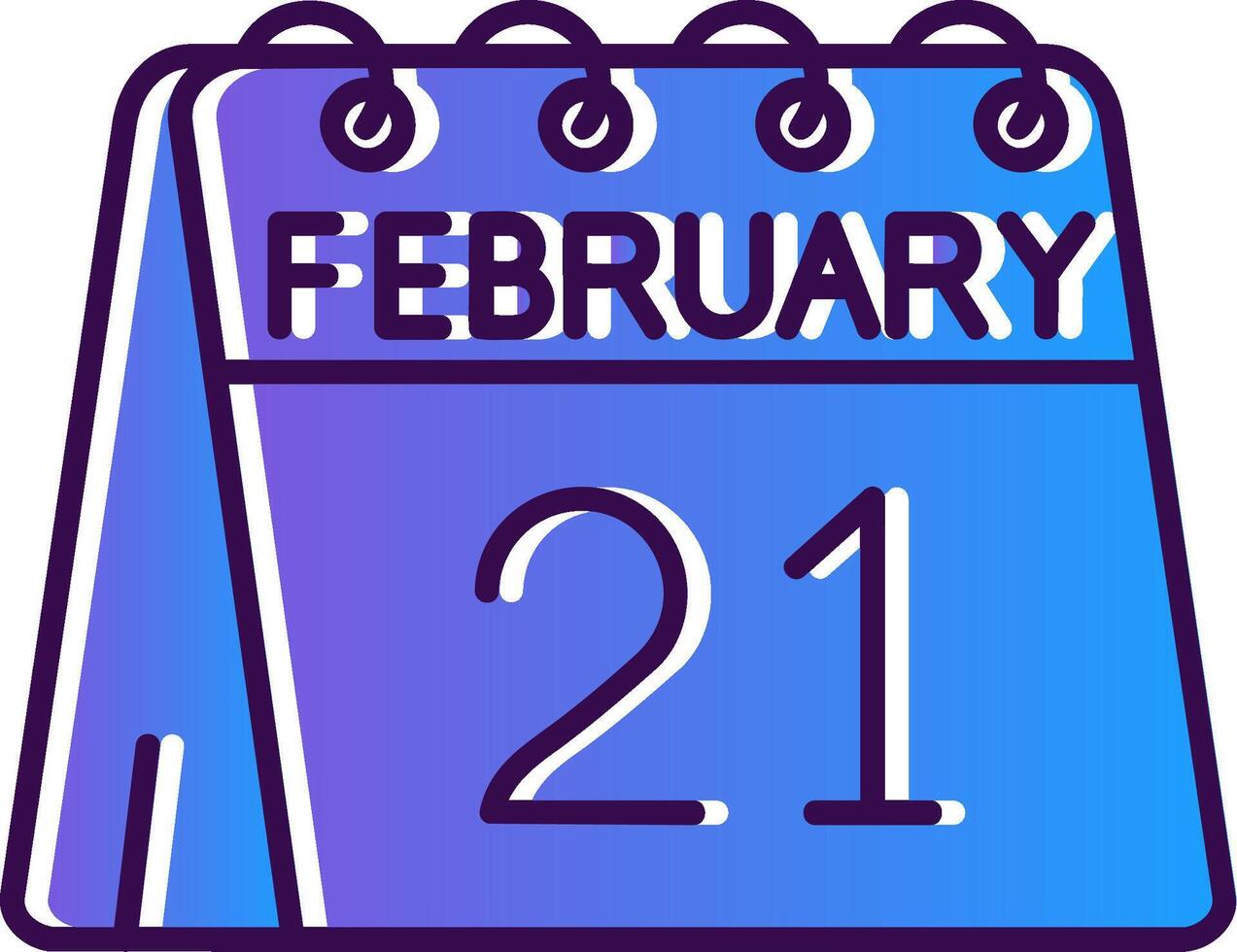 21:e av februari lutning fylld ikon vektor