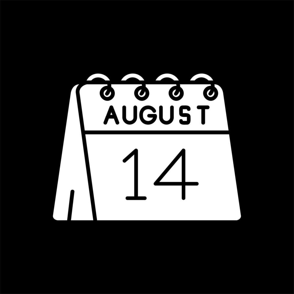 14:e av augusti glyf omvänd ikon vektor