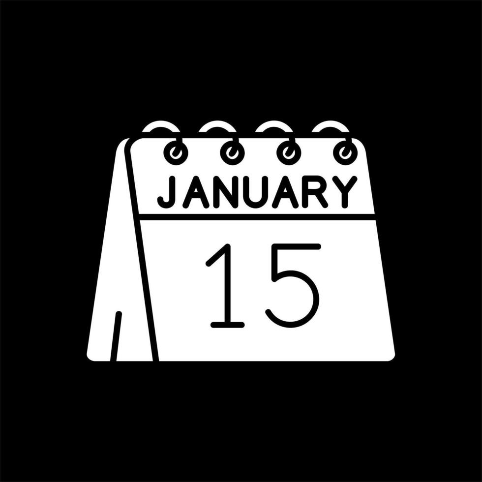 15 .. von Januar Glyphe invertiert Symbol vektor