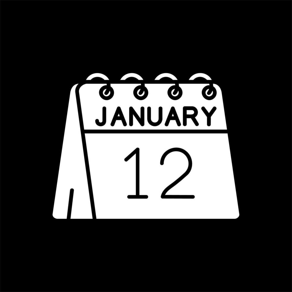 12 .. von Januar Glyphe invertiert Symbol vektor