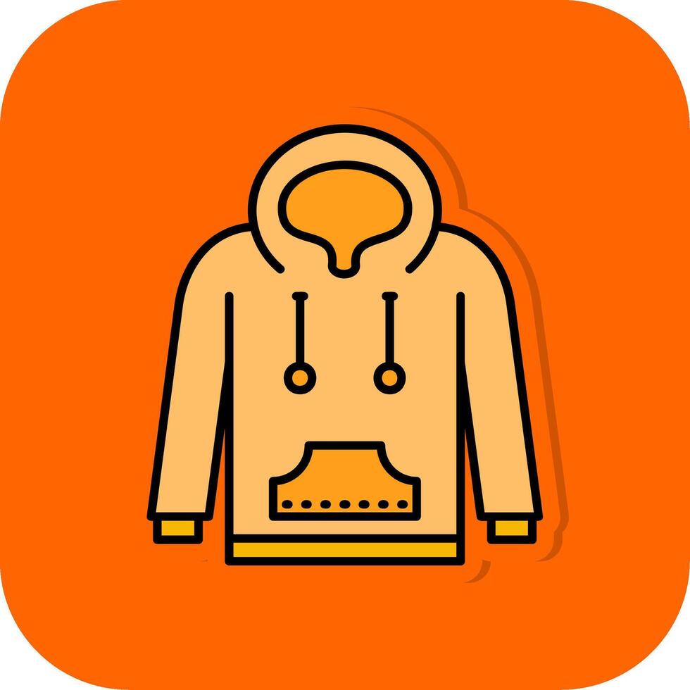 Kapuzenpullover gefüllt Orange Hintergrund Symbol vektor