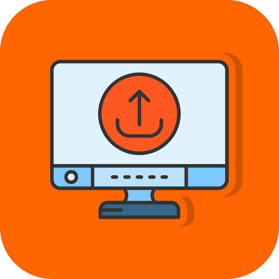 hochladen gefüllt Orange Hintergrund Symbol vektor