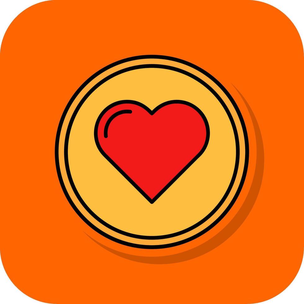 Herz gefüllt Orange Hintergrund Symbol vektor