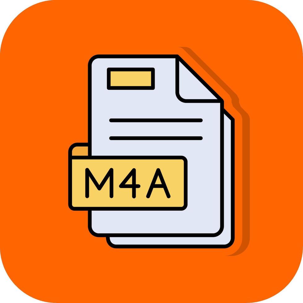 m4a fylld orange bakgrund ikon vektor