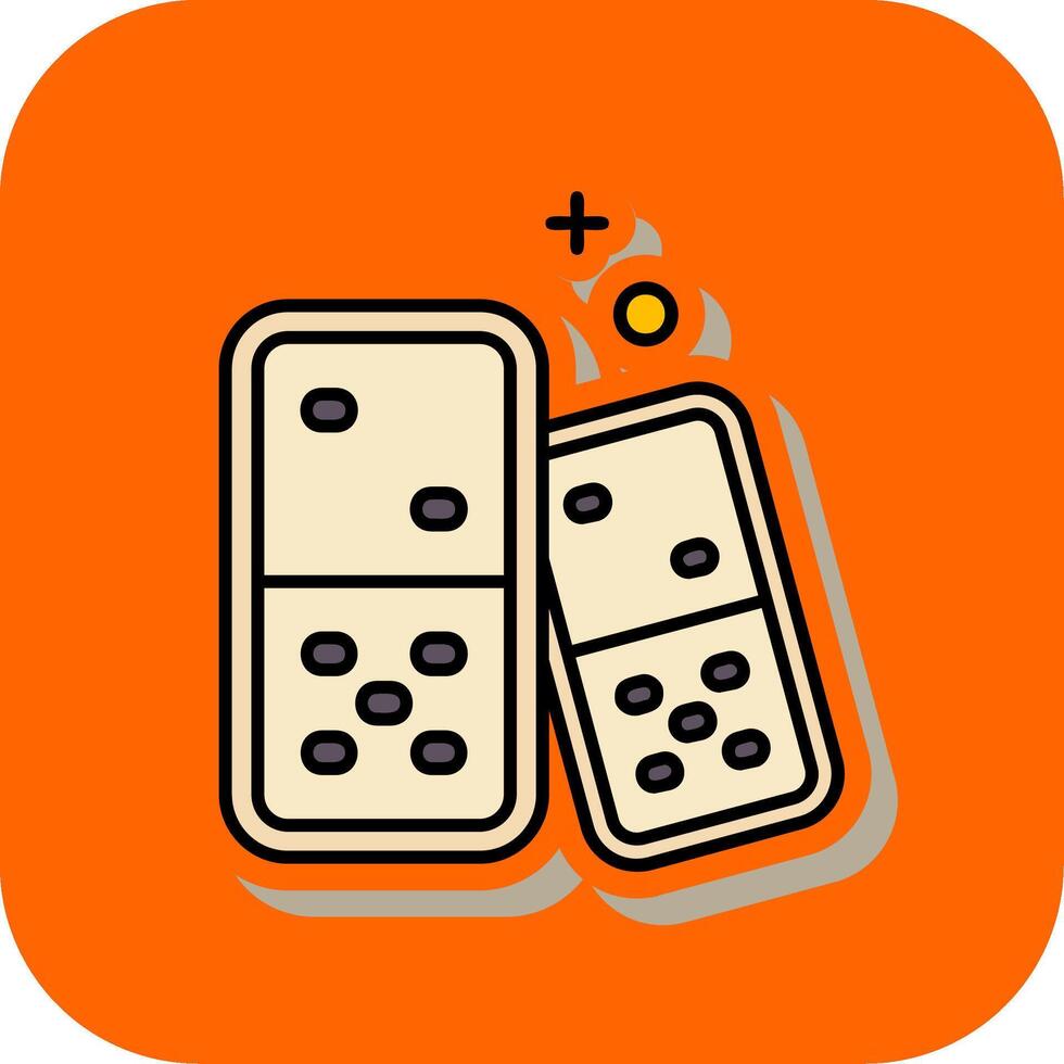 Domino gefüllt Orange Hintergrund Symbol vektor