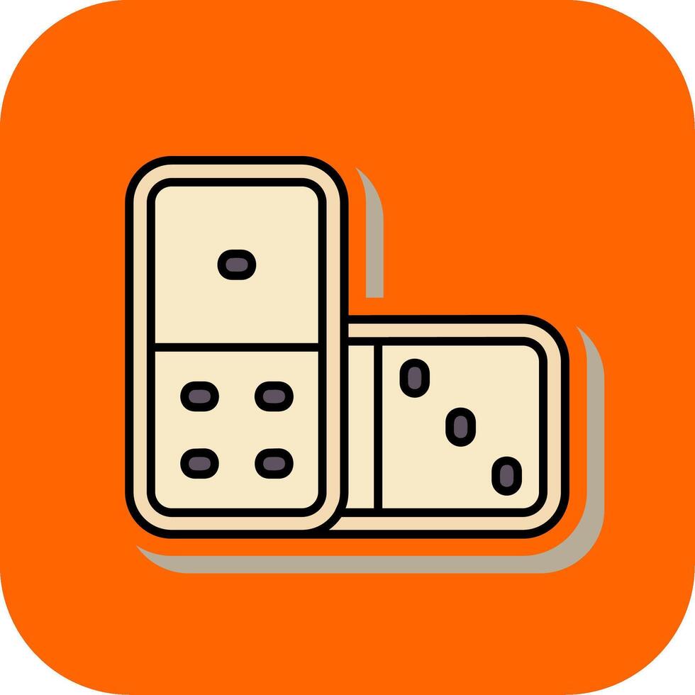 domino fylld orange bakgrund ikon vektor