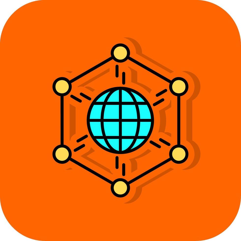 Netzwerk gefüllt Orange Hintergrund Symbol vektor