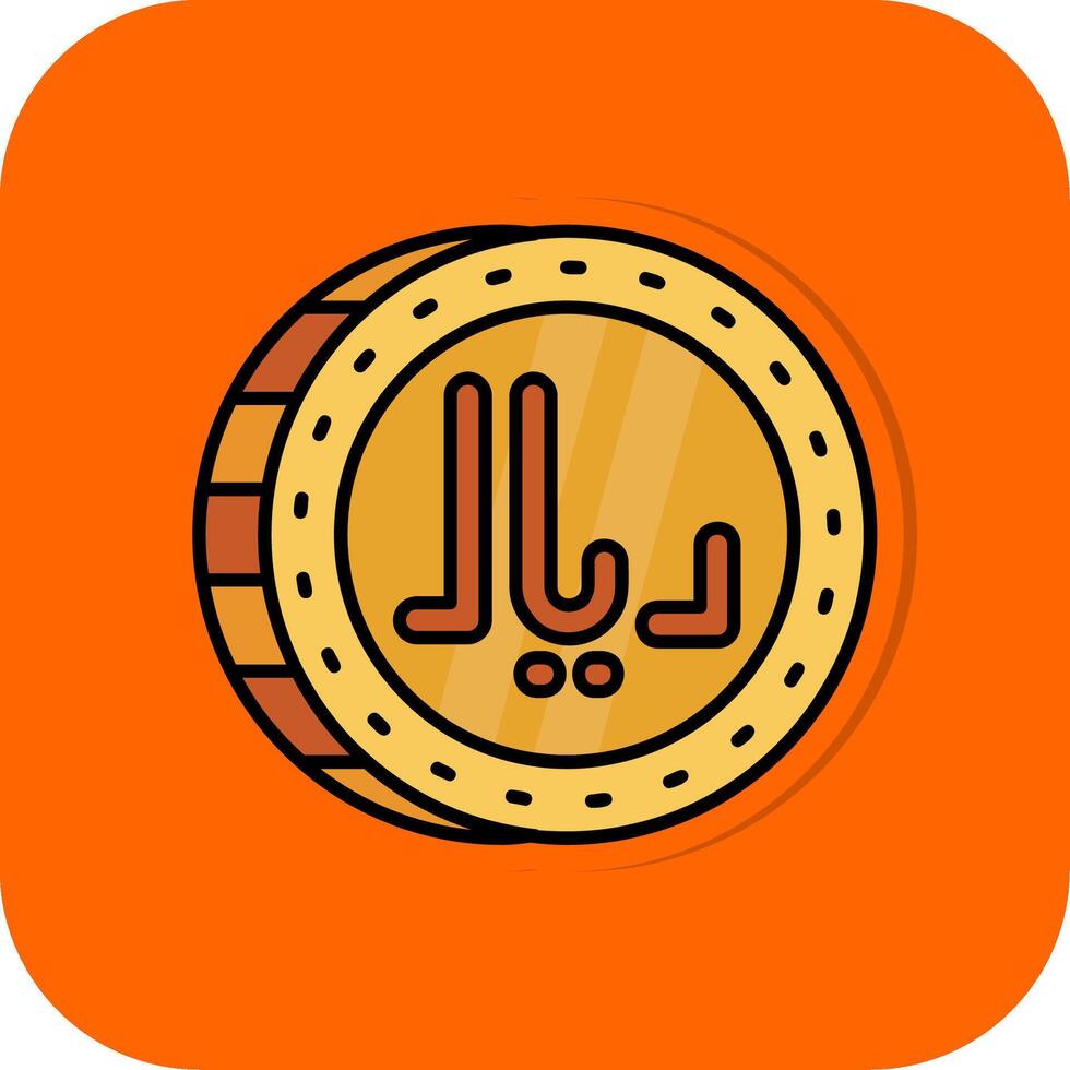 riyal fylld orange bakgrund ikon vektor