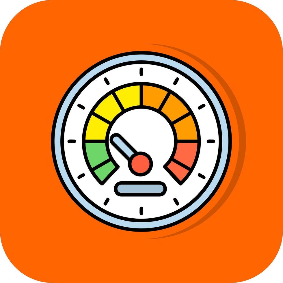 Tachometer gefüllt Orange Hintergrund Symbol vektor