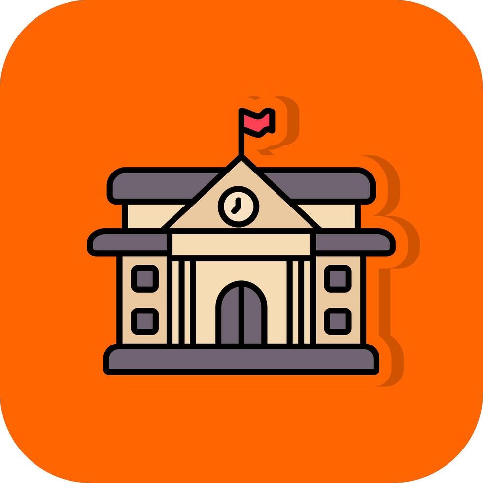 högskola fylld orange bakgrund ikon vektor