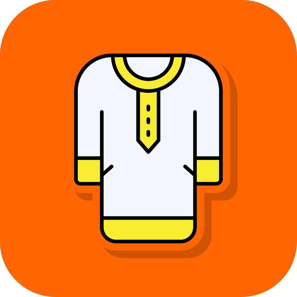 kläder fylld orange bakgrund ikon vektor