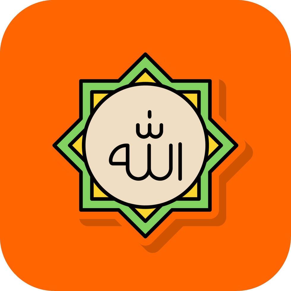 Allah gefüllt Orange Hintergrund Symbol vektor