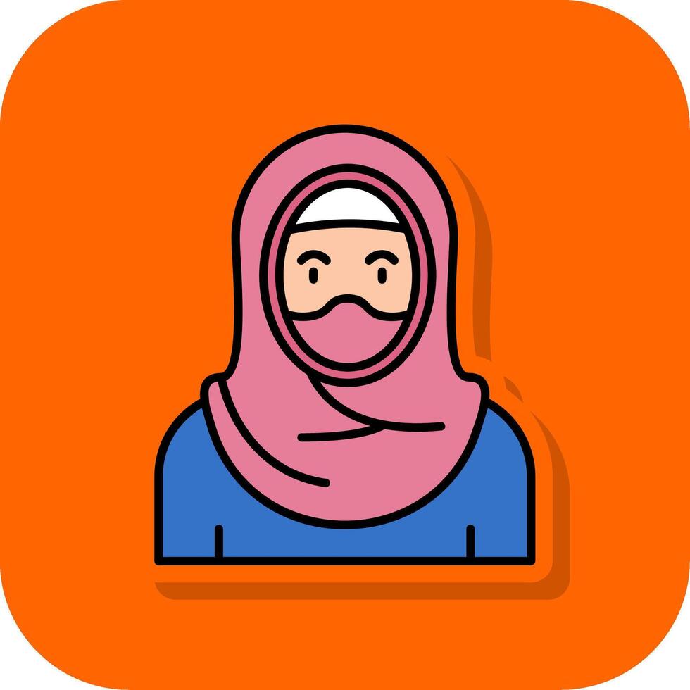 Muslim gefüllt Orange Hintergrund Symbol vektor