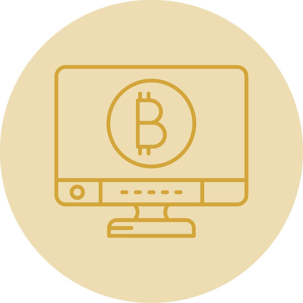 Bitcoin Linie Gelb Kreis Symbol vektor