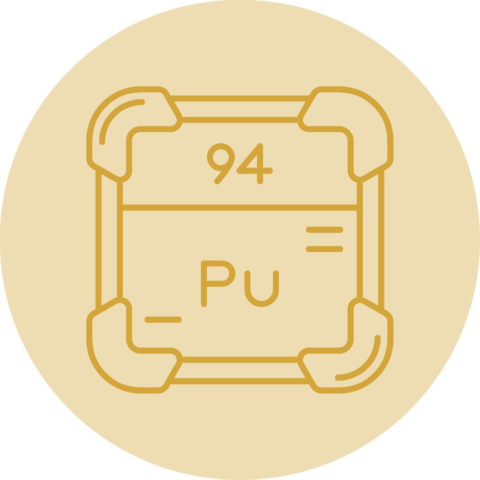 plutonium linje gul cirkel ikon vektor